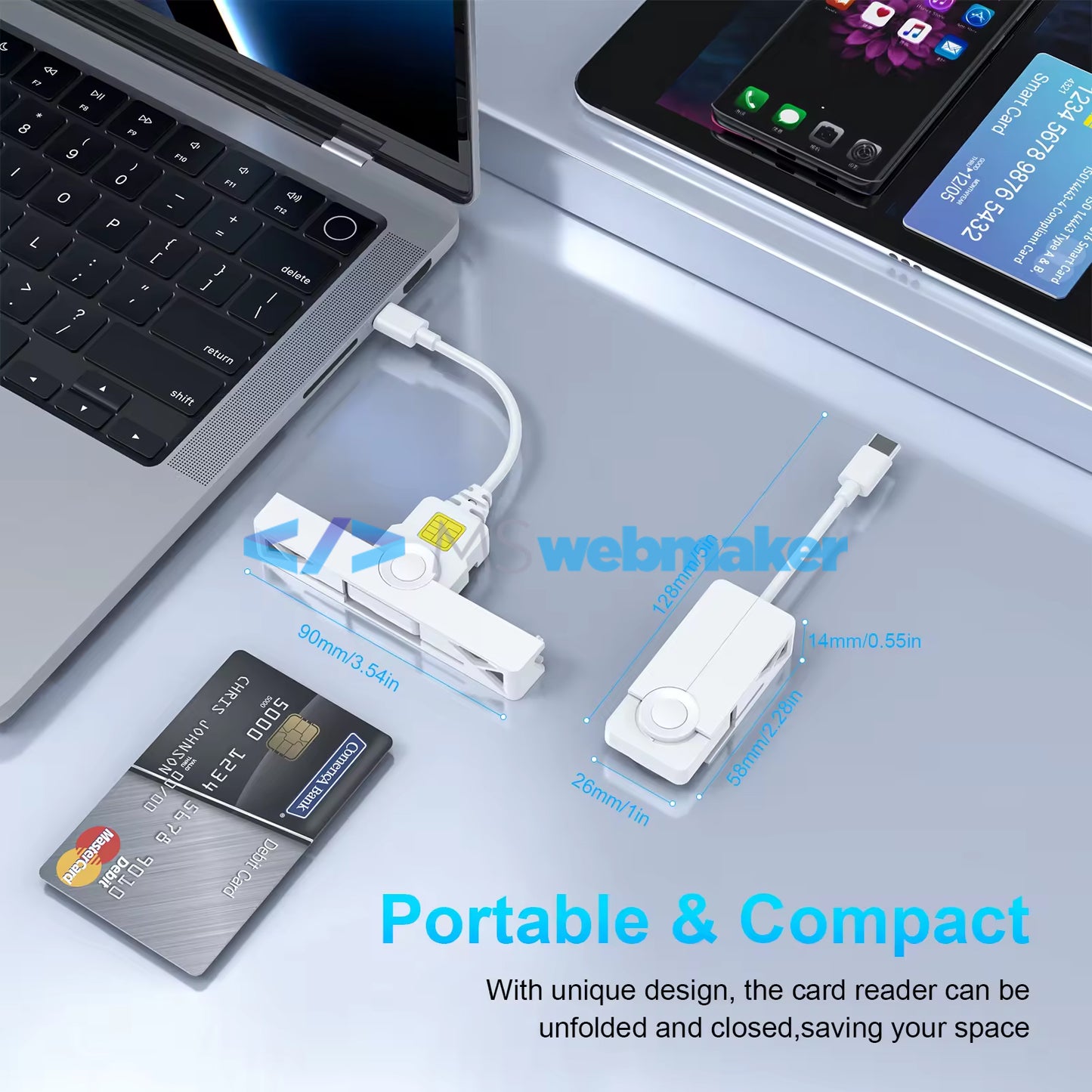 Type-C CAC Reader – Portable USB-C Smart Card Reader for DOD Military and Government ID Cards