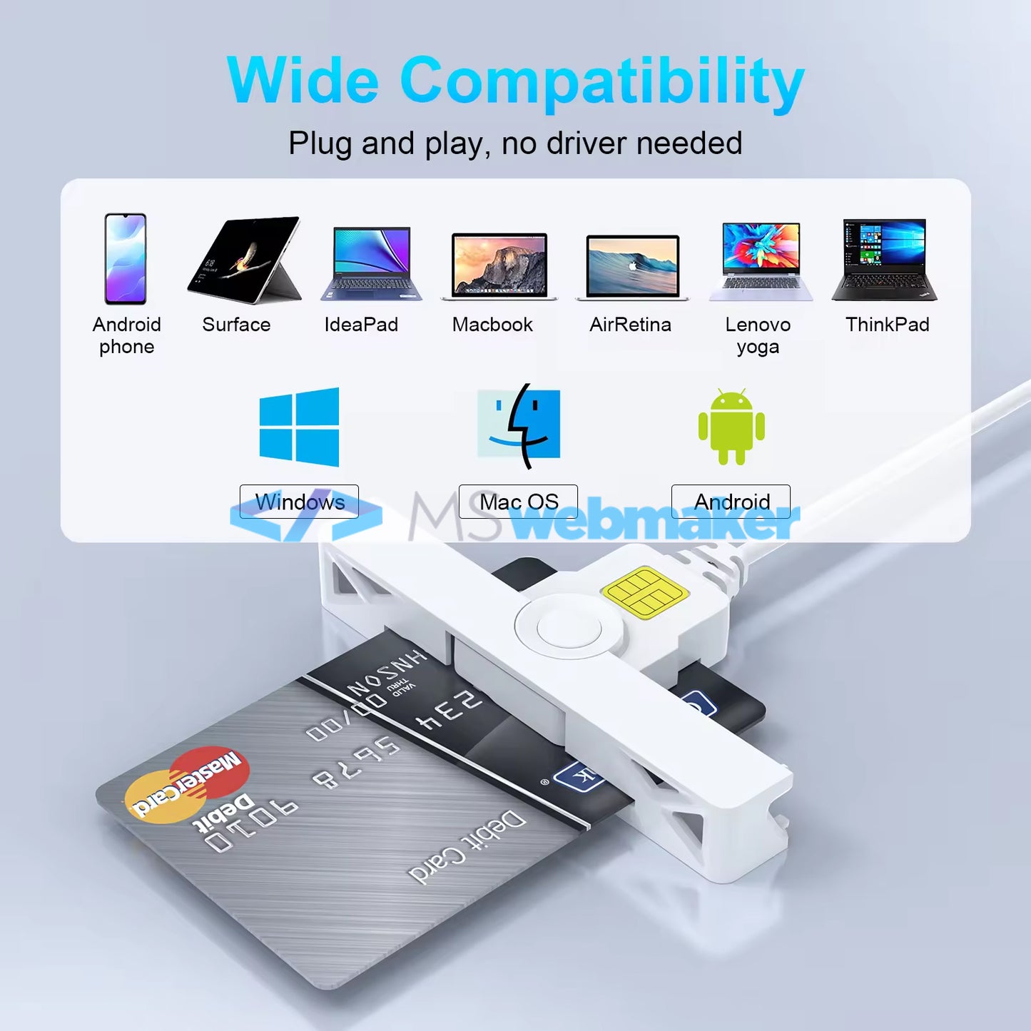 Type-C CAC Reader – Portable USB-C Smart Card Reader for DOD Military and Government ID Cards