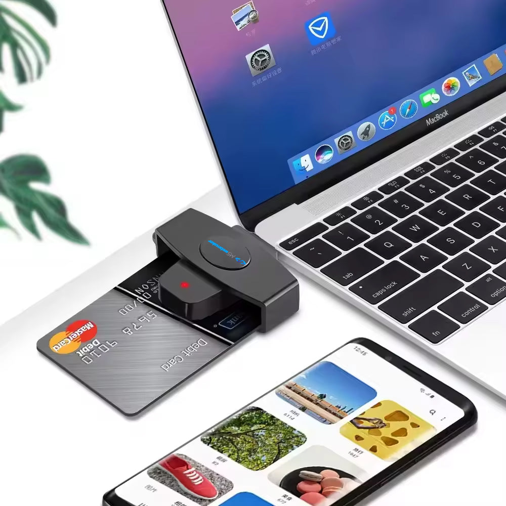 USB-C DOD Military CAC and SIM Card Reader – Compatible with Mac OS, Windows, Linux