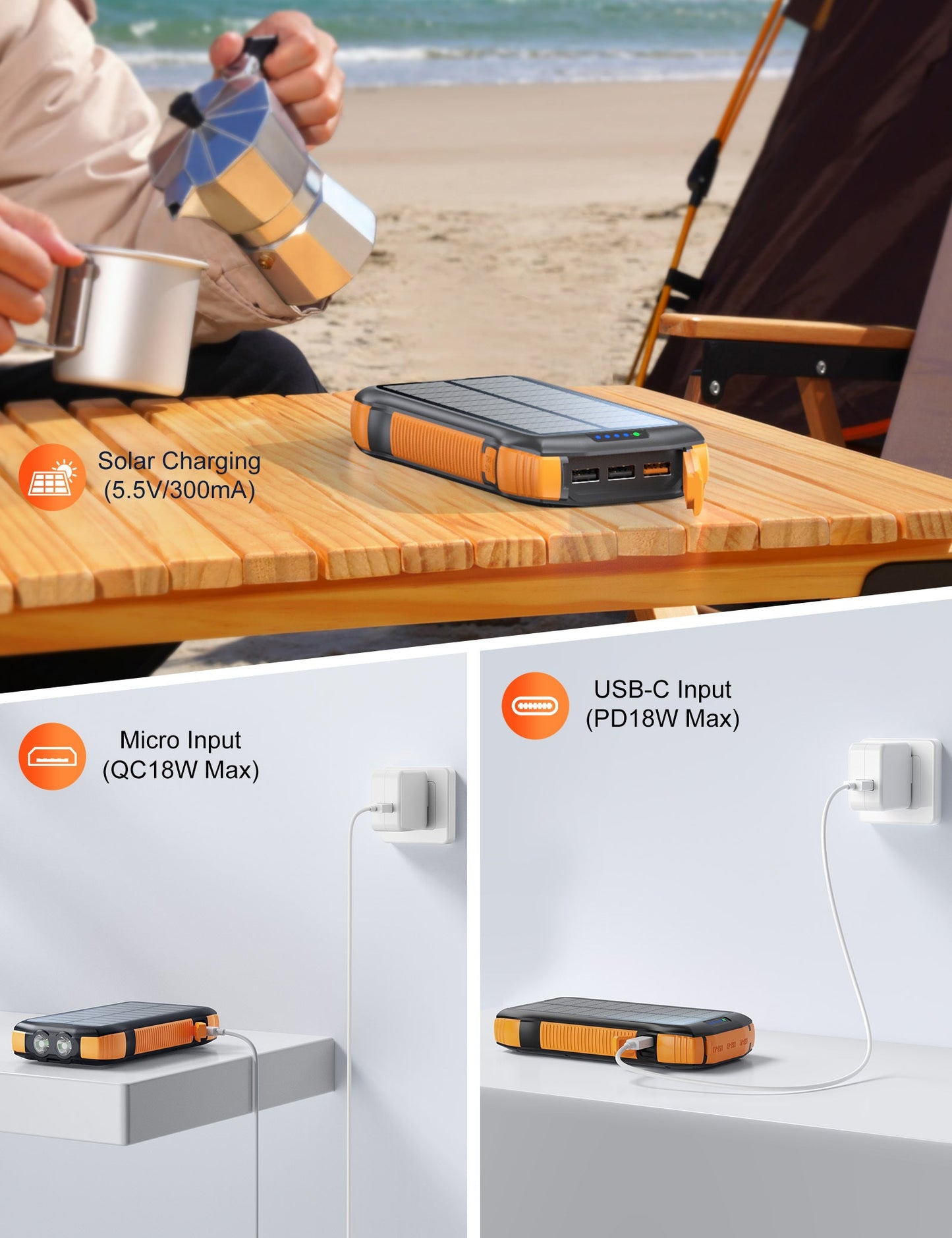 20000mAh Solar Power Bank