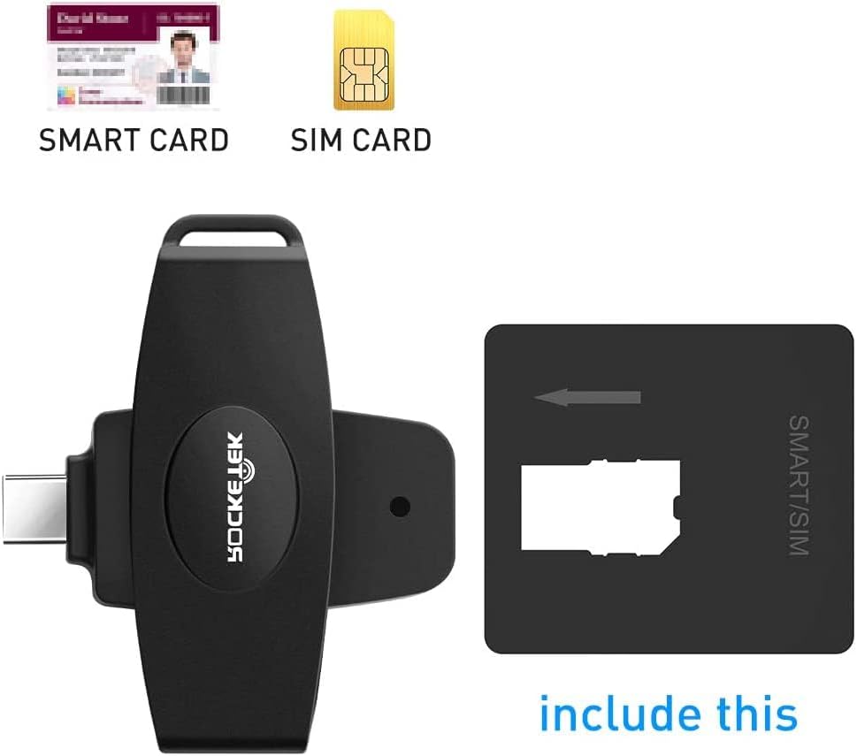 USB-C DOD Military CAC and SIM Card Reader – Compatible with Mac OS, Windows, Linux