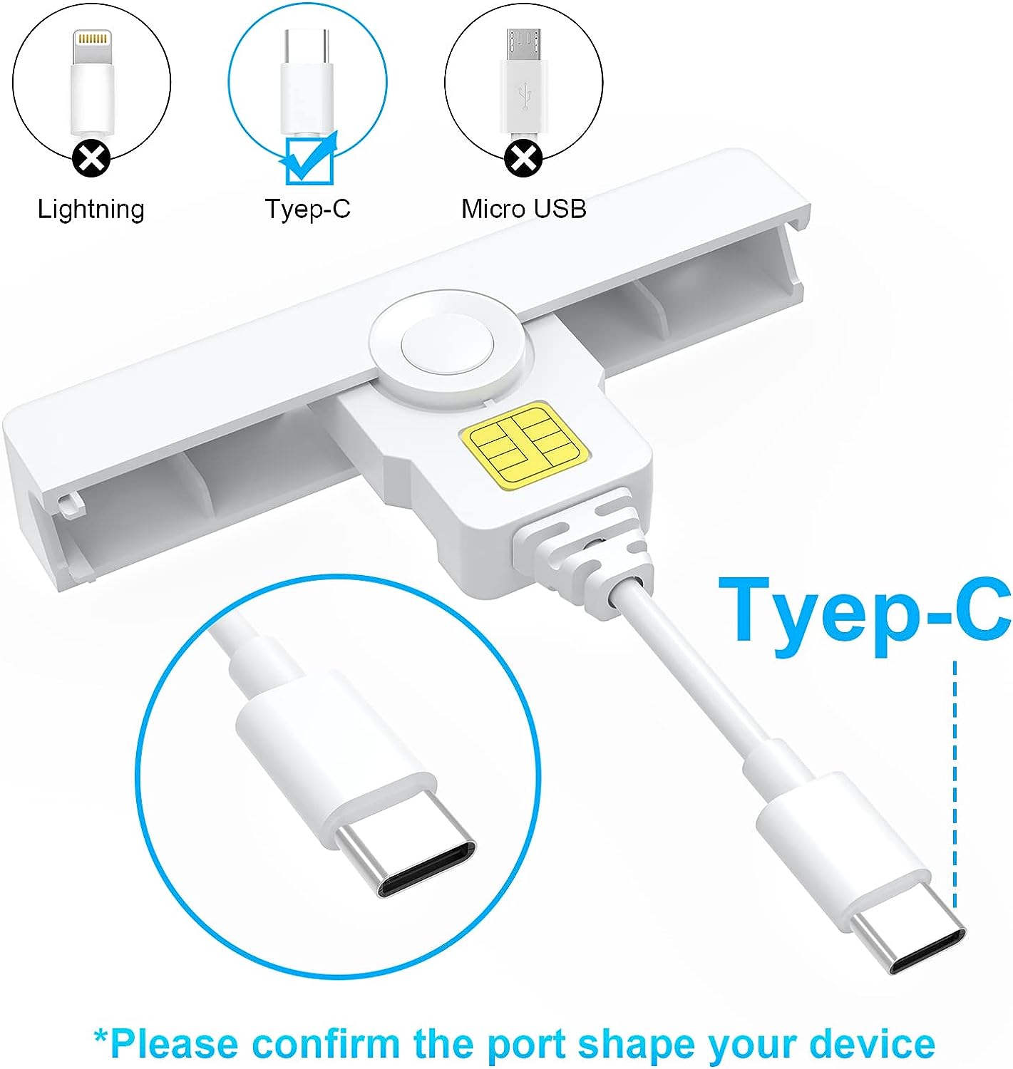 Type-C CAC Reader – Portable USB-C Smart Card Reader for DOD Military and Government ID Cards