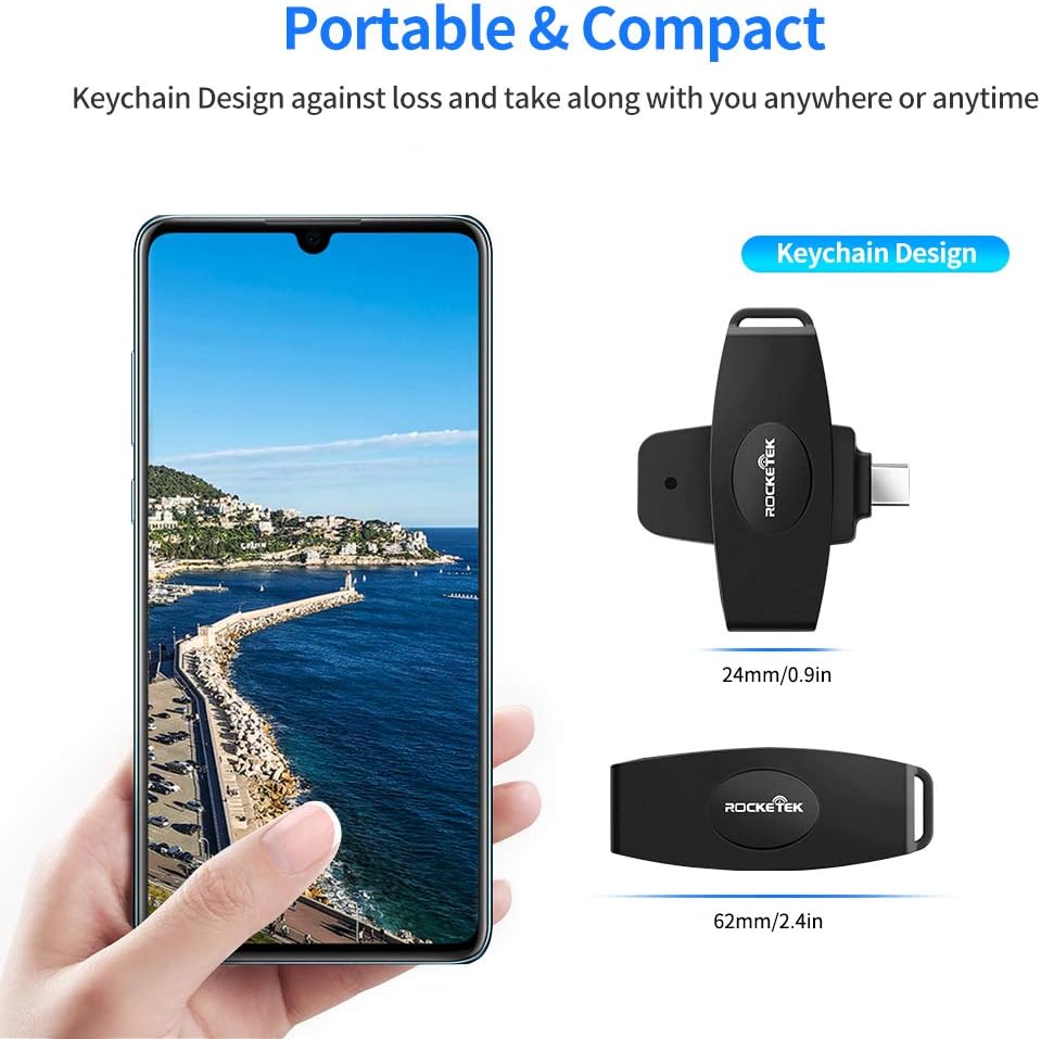 USB-C DOD Military CAC and SIM Card Reader – Compatible with Mac OS, Windows, Linux