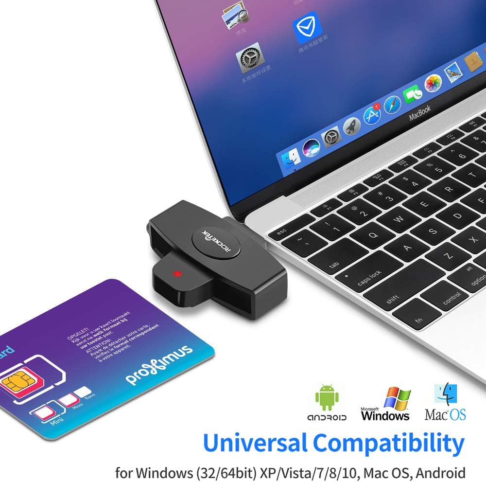USB-C DOD Military CAC and SIM Card Reader – Compatible with Mac OS, Windows, Linux