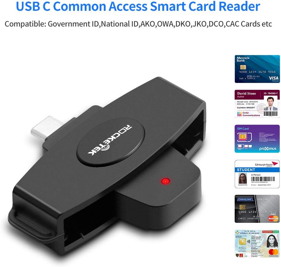 USB-C DOD Military CAC and SIM Card Reader – Compatible with Mac OS, Windows, Linux